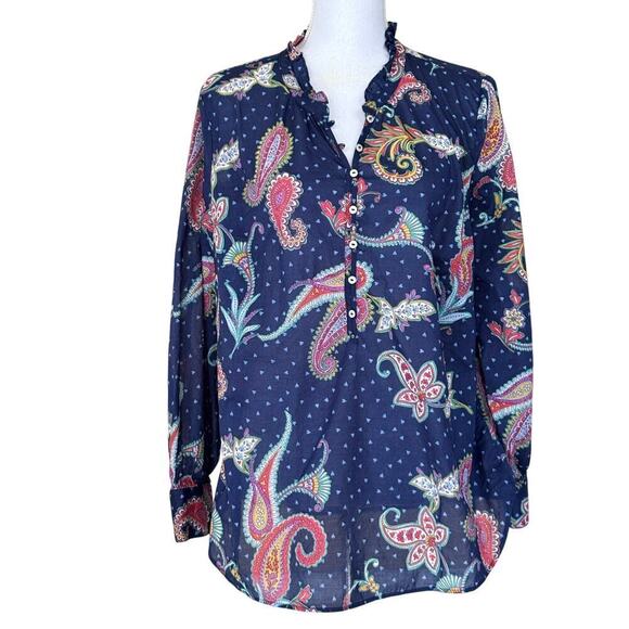 Talbots Plus blue paisley tunic, X, bohemian, vintage inspired, soft romantic - Picture 1 of 6